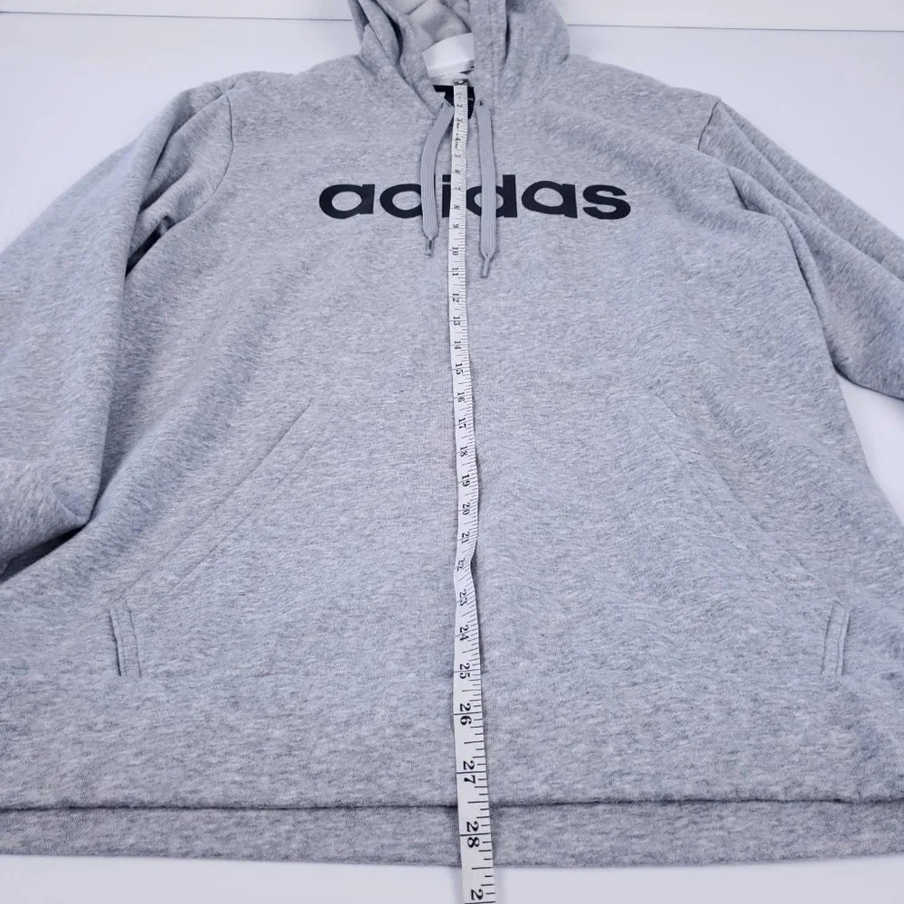 Adidas Sweatshirt Hoodie Size Large in Gray-Kangaroo Pocket-Fleece Lined - Picture 6 of 7